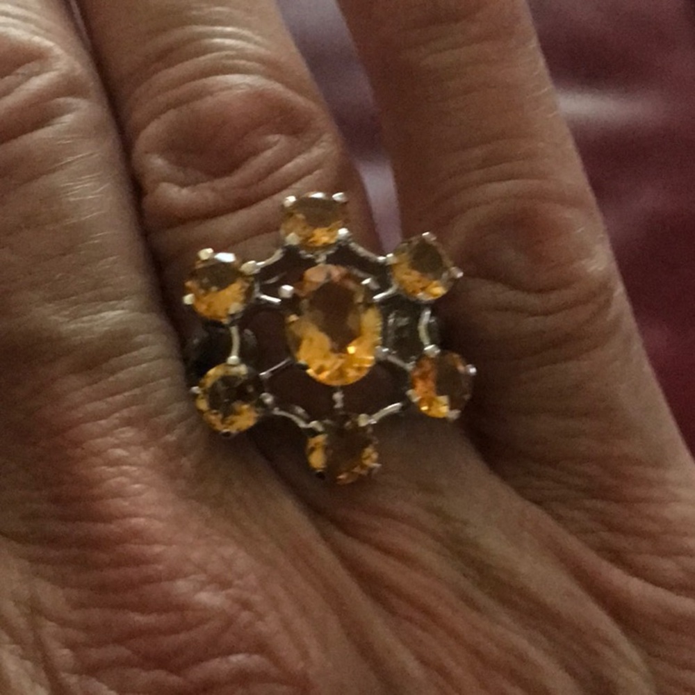 New Citrine and Sterling Silver Ring Sz 6